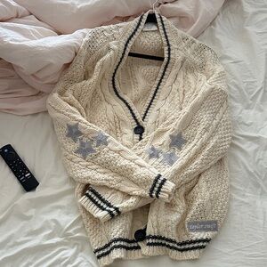 Taylor Swift Beige Cardigan with Silver Stars